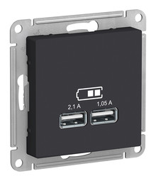 Розетка 2xUSB Systeme Electric ATLASDESIGN, карбон