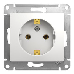 Розетка Systeme Electric GLOSSA, скрытый монтаж, с заземлением, белый