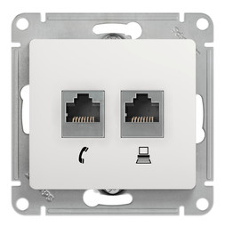 Розетка 2xRJ11+RJ45 Cat.5 Systeme Electric GLOSSA, белый