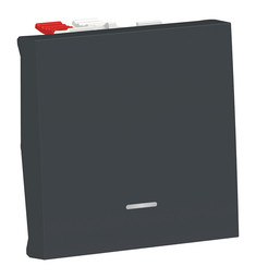 Переключатель 1-клавишный UNICA MODULAR, с подсветкой, скрытый монтаж, антрацит