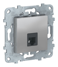 Розетка телефонная 1xRJ11 UNICA NEW, алюминий