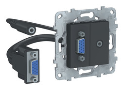 Розетка HD15+mini-jack UNICA NEW, антрацит