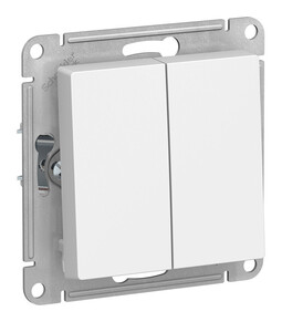 Выключатель 2-клавишный кнопочный Systeme Electric ATLASDESIGN, скрытый монтаж, белый, ATN000117