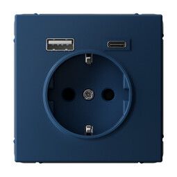 Розетка с USB+USB type C Systeme Electric ARTGALLERY, скрытый монтаж, с заземлением, со шторками, аквамарин