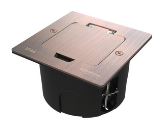 Systeme Elecrtic MultiDesk Медь Лючок на 2 модуля IP44 с монтажной коробкой для стены, фальшпола, стола, тип MDK20