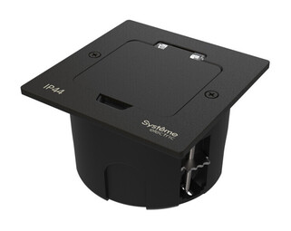Systeme Elecrtic MultiDesk Чёрный матовый Лючок на 2 модуля IP44 с монтажной коробкой для стены, фальшпола, стола , тип MDK20