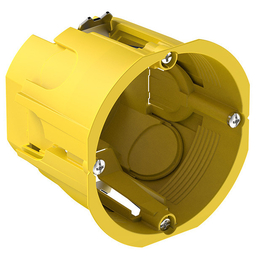 Монтажная коробка IP20 глуб. 60мм (со стикером для DIY) для полых стен и гипрока, цвет - желтый